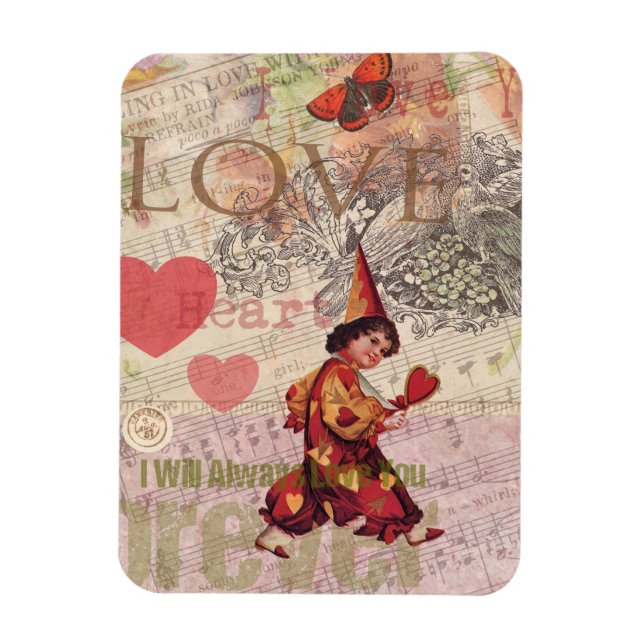 Love Heart Sweetheart Valentine Cherub Magnet (Vertical)