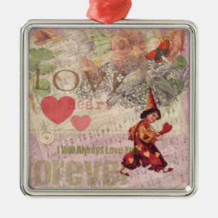Love Heart Sweetheart Valentine Cherub Metal Tree Decoration