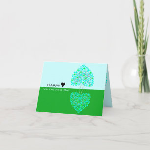 Love Heart Three Green Blue Valentine Card