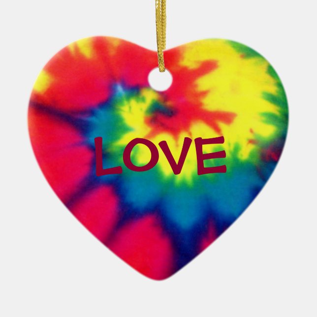 LOVE-Heart Tie Dye Look Ornament (Front)