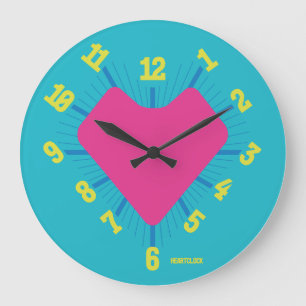 Love HEART TIME BY POP ART MASANSER PIXELAT Large Clock