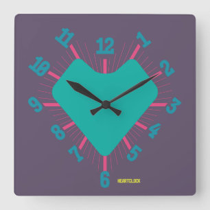 Love HEART TIME BY POP ART MASANSER PIXELAT Square Wall Clock
