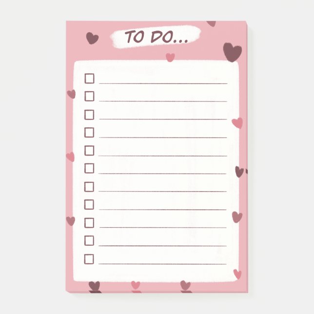 Love heart To Do List post it notes (Front)