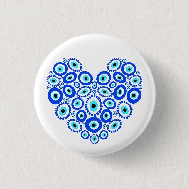 Love Heart Turkish Eye Pattern 3 Cm Round Badge (Front)