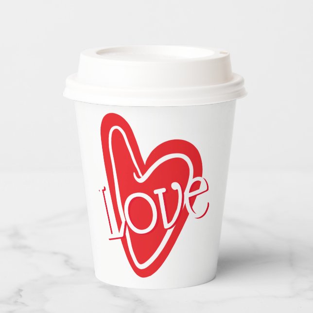 Love Heart Typography Paper cup (Front)