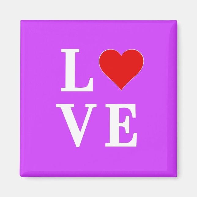LOVE, Heart, Typography, Text Based, Minimalist,   Magnet (Front)