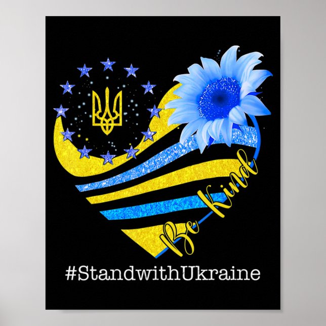 Love Heart Ukraine Be Kind Stand With Ukraine Ukra Poster (Front)
