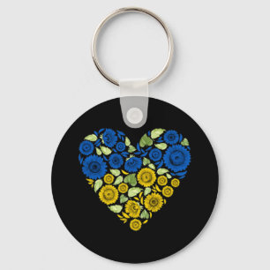 Love Heart Ukraine Sunflower Ukrainian Peace For U Key Ring