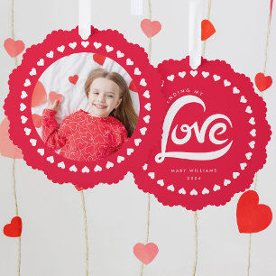 Love Heart Valentines Day Custom Photo Tree Decoration Card