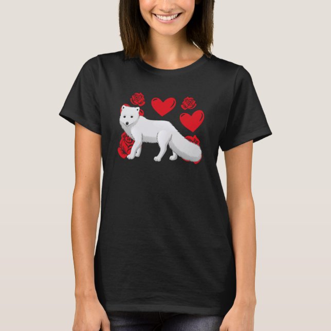 Love Heart Valentine's Day Roses Arctic Foxes Boys T-Shirt (Front)