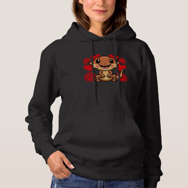 Love Heart Valentine's Day Roses Bearded Dragon Bo Hoodie (Front)