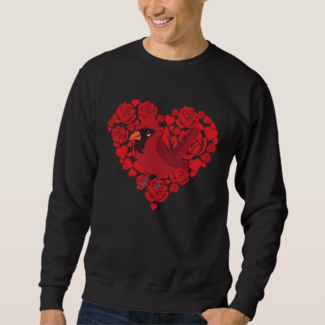 Love Heart Valentine's Day Roses Cardinal Boys Kid Sweatshirt (Front)