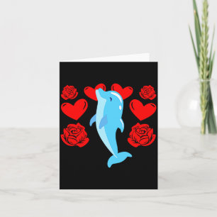Love Heart Valentines Day Roses Dolphin Boys Kids Card