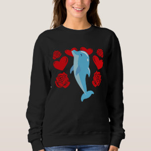 Love Heart Valentine's Day Roses Dolphin Boys Kids Sweatshirt