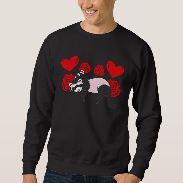 Love Heart Valentine's Day Roses Ferrets Boys Kids Sweatshirt (Front)
