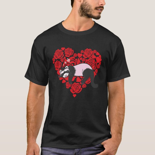Love Heart Valentine's Day Roses Ferrets Boys Kids T-Shirt (Front)
