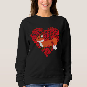 Love Heart Valentine's Day Roses Fox Boys Kids Sweatshirt