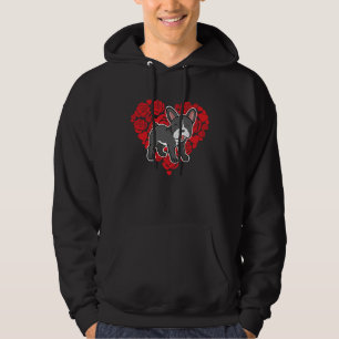 Love Heart Valentine's Day Roses French Bulldog Bo Hoodie