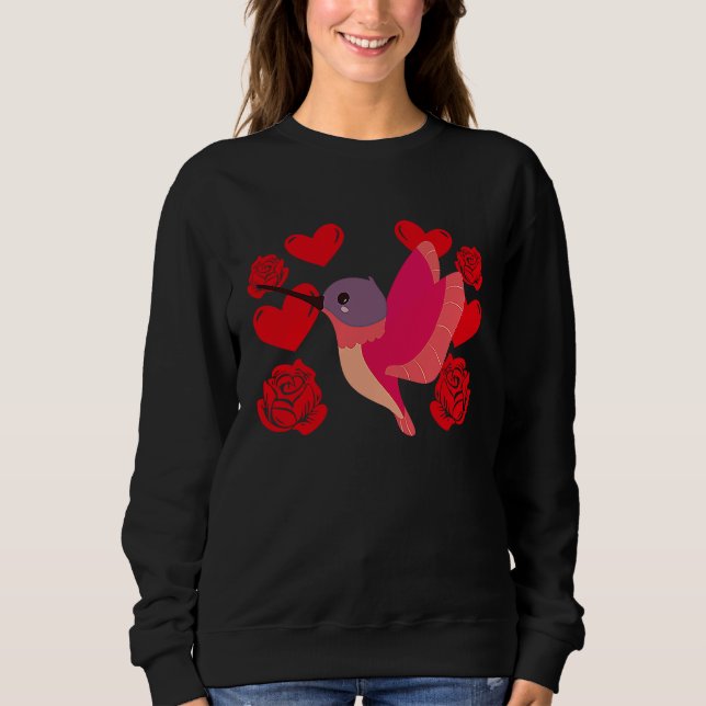 Love Heart Valentine's Day Roses Hummingbird Boys  Sweatshirt (Front)