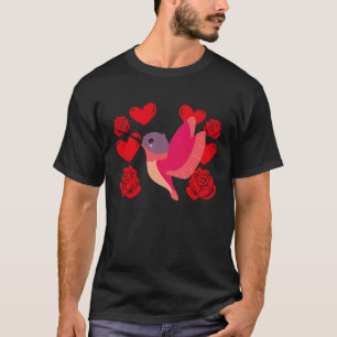 Love Heart Valentine's Day Roses Hummingbird Boys  T-Shirt