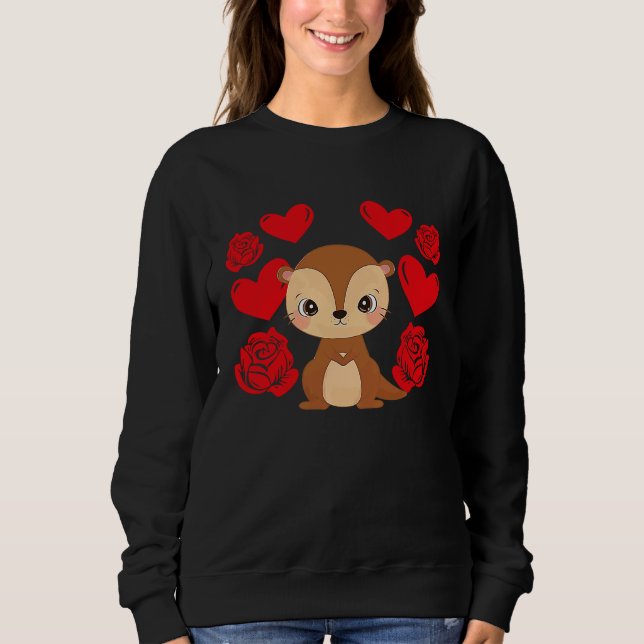 Love Heart Valentine's Day Roses Otter Boys Kids Sweatshirt (Front)