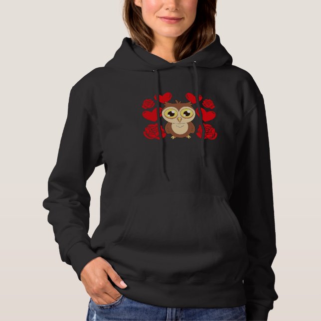 Love Heart Valentine's Day Roses Owl Boys Kids Hoodie (Front)
