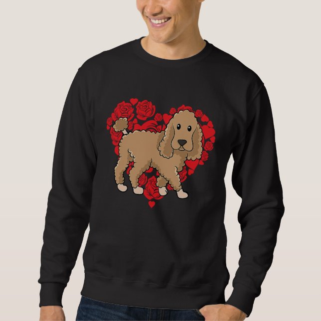 Love Heart Valentine's Day Roses Poodle Boys Kids Sweatshirt (Front)
