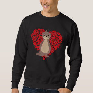Love Heart Valentine's Day Roses Sea Otter Boys Ki Sweatshirt