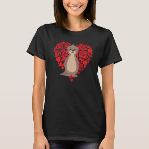 Love Heart Valentine's Day Roses Sea Otter Boys Ki T-Shirt