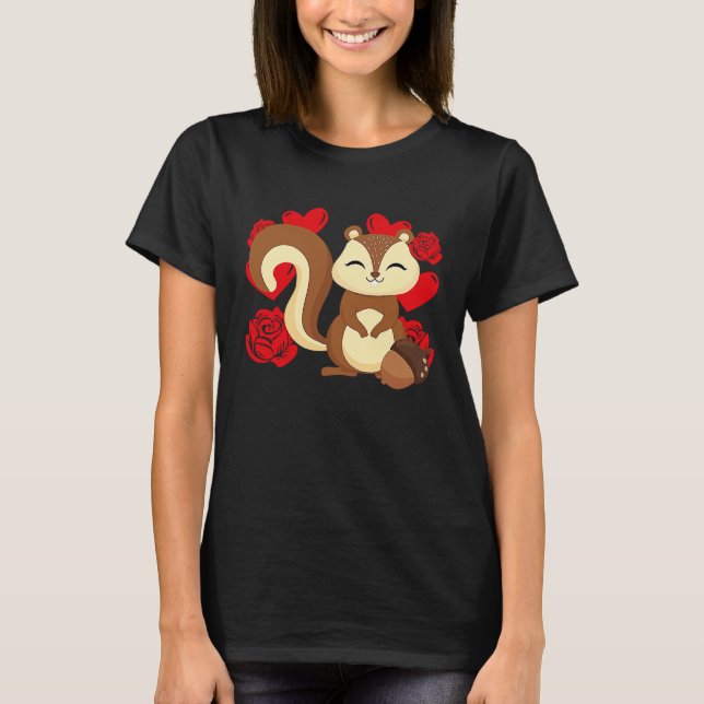 Love Heart Valentine's Day Roses Squirrel Boys Kid T-Shirt (Front)