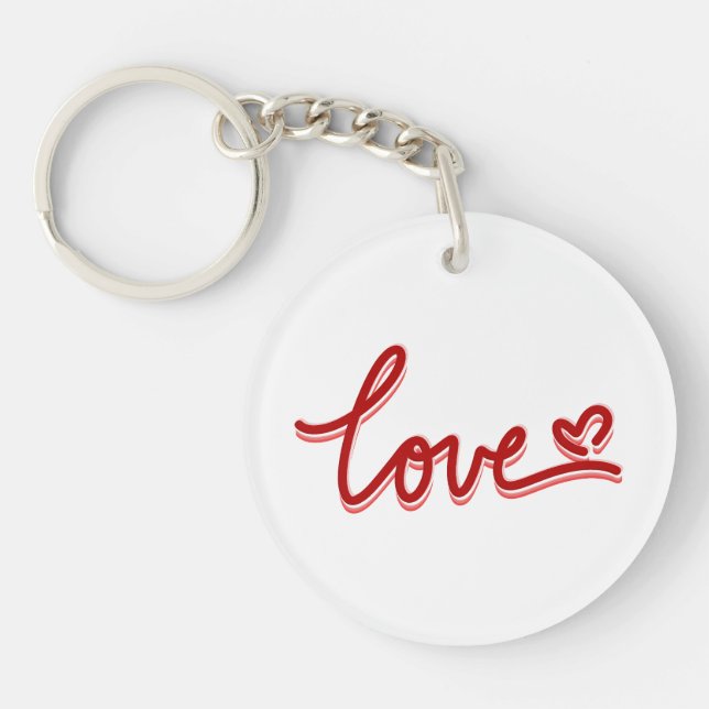 Love Heart Valentines Key Ring (Front)