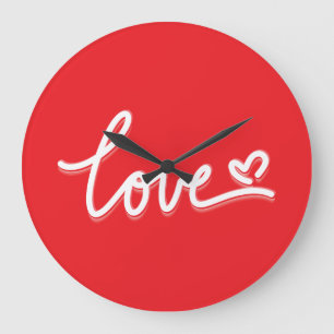 Love Heart Valentines Large Clock
