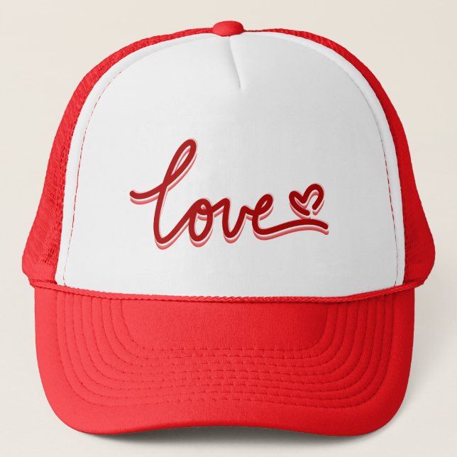 Love Heart Valentines Trucker Hat (Front)