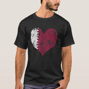 Love Heart Vintage Qatar Flag T-Shirt