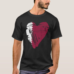Love Heart Vintage Retro Qatar Flag T-Shirt