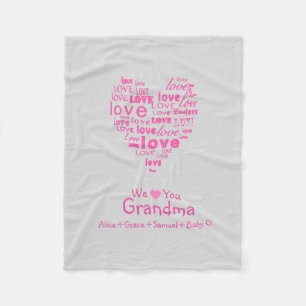 Love Heart "We Love You" Any Colour Personalised Fleece Blanket