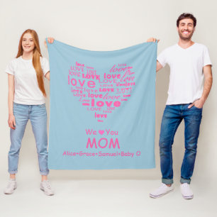 Love Heart "We Love You" Personalised for HER Fleece Blanket