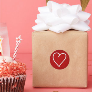 Love Heart White Glitter Valentine's Classic Round Sticker