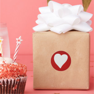 Love Heart White Glitter Valentine's Classic Round Sticker