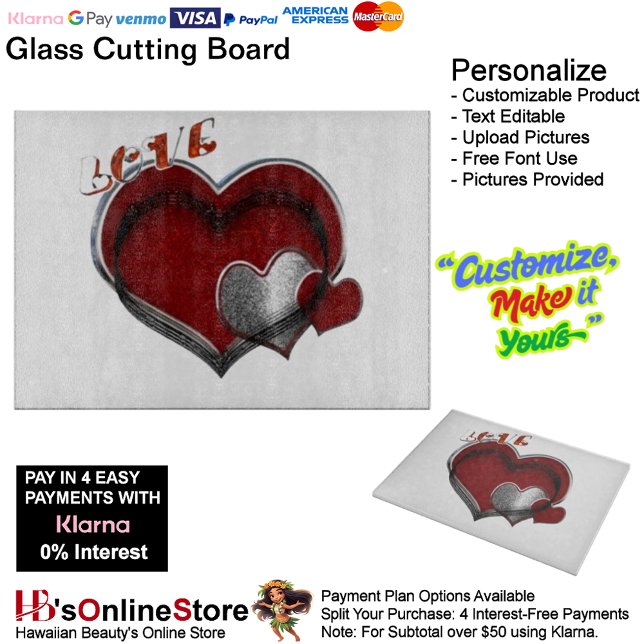 Love Heart White Kitchen Cooking Glass  Cutting Board (Love Heart White Kitchen Cooking Glass Cutting Board.)