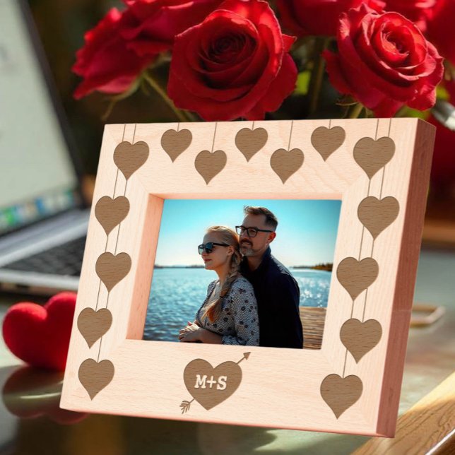 Love heart with arrow & romantic couple initials etched frames (Creator Uploaded)