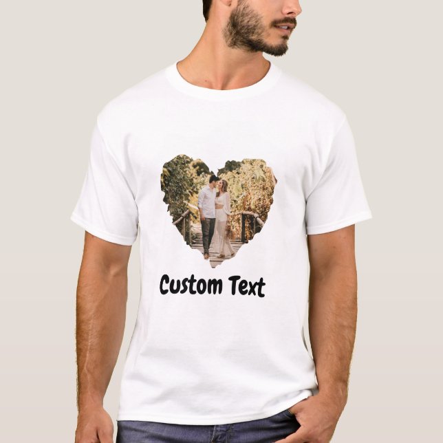 Love Heart With Custom Photo and Text  T-Shirt (Front)