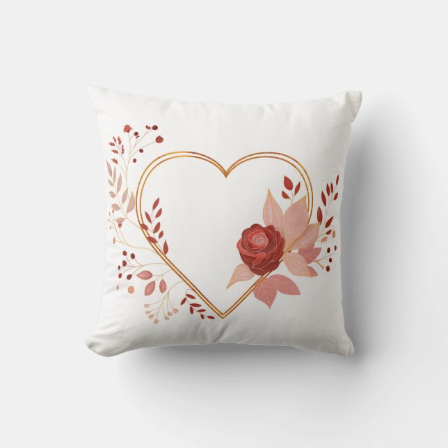 Love heart with flower and leafs cushion (Front)