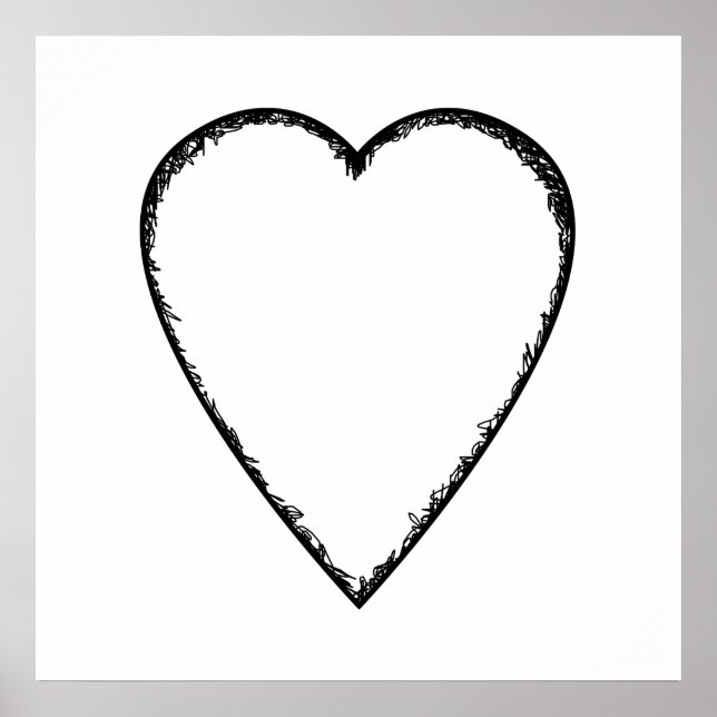 Love Heart with Scribble Edge. Poster (Front)