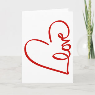 Love Heart Word Art Red Valentine's Card