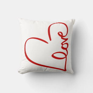 Love Heart Word Art Red Valentine's Cushion