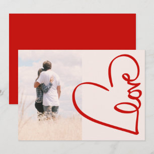 Love Heart Word Art Red Valentine's Photo Holiday Card