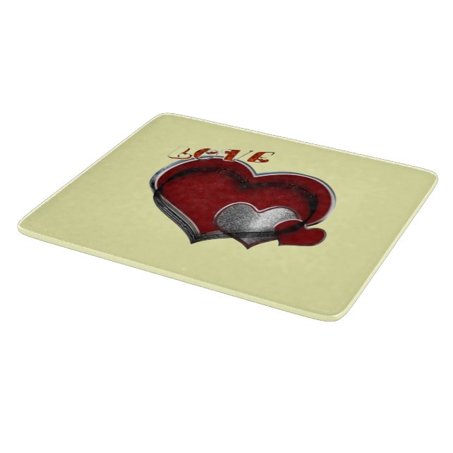 Love Heart Yellow Cooking Kitchen Glass Cutting Board (Corner)