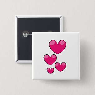 Love Hearts 15 Cm Square Badge