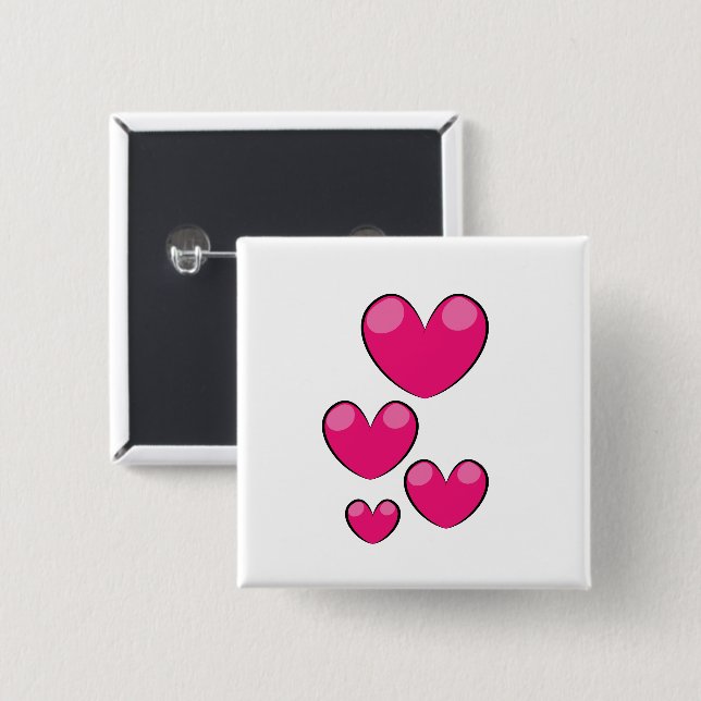 Love Hearts 15 Cm Square Badge (Front & Back)